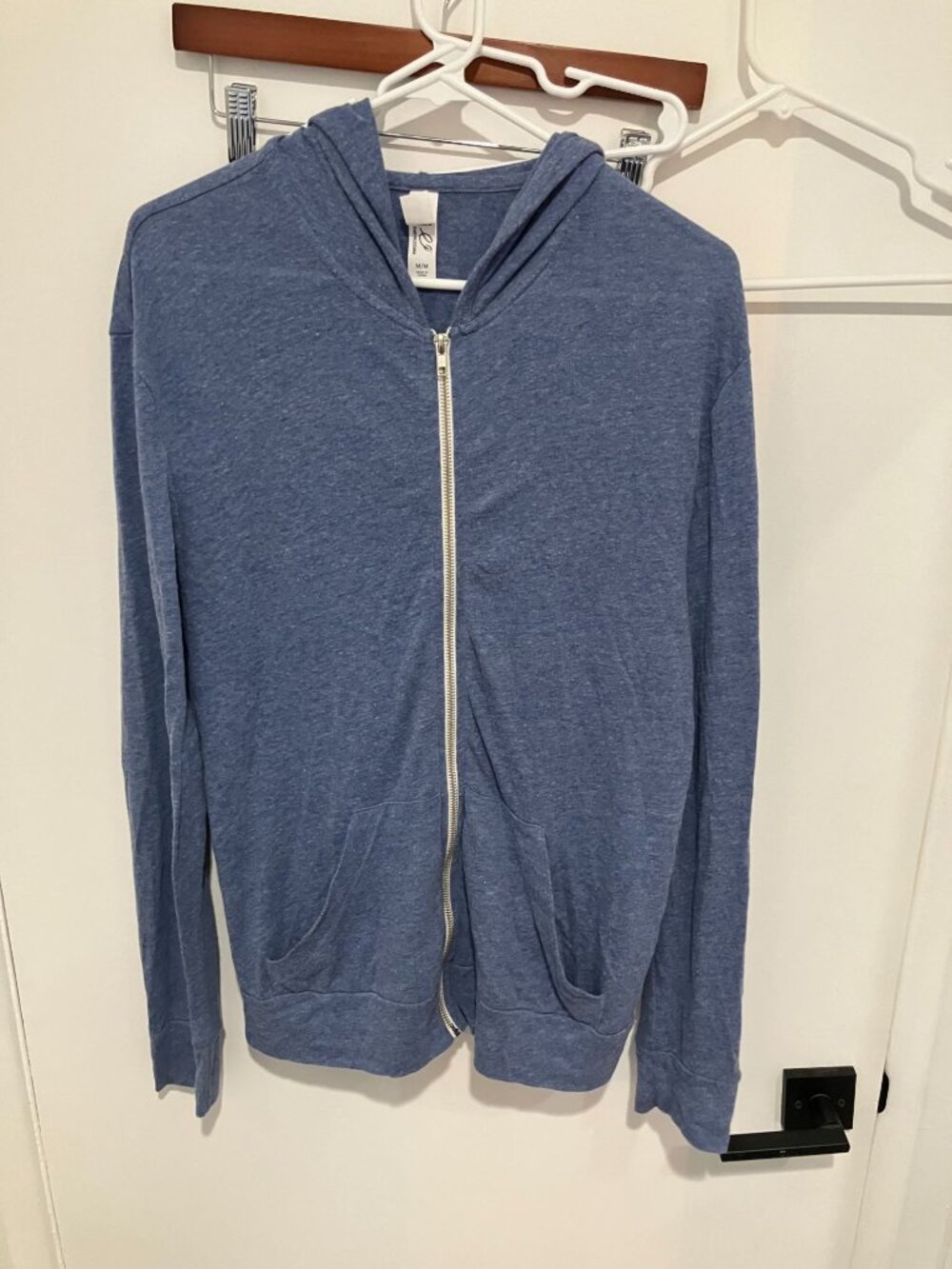 Alternative Apparel Men's Full Zip Hoodie, Light Blue, Size Medium